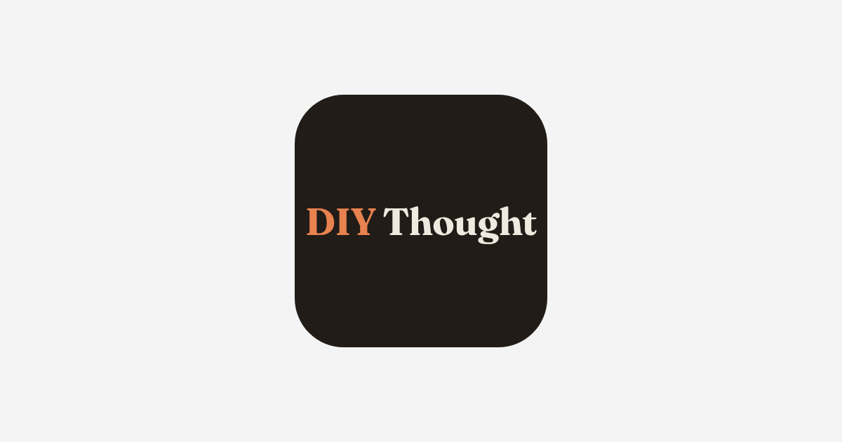 The DIY Thought wordmark — "DIY" in orange and "Thought" in cream serif type on a dark rounded square